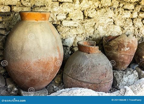 Ancient Clay Pots Excavations into Greek City Ruins Editorial Stock ...