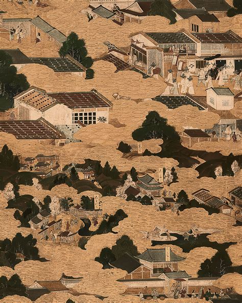 Greenly Living - Edo Village Wallpaper in Antique Gold | Japanese