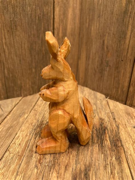 Kangaroo Hand Carved Wooden Zoo Animals Nursery Decor - Etsy