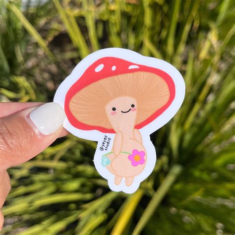 Kawaii Chubby Farting Mushroom Sticker / Cute Spring Theme Sticker