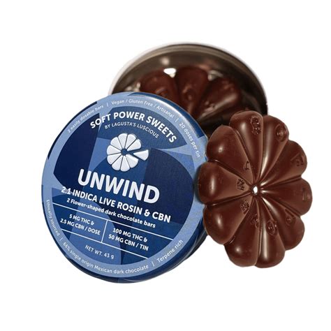 Unwind Indica live rosin chocolate bars 2:1 CBN 100mg - Leafology