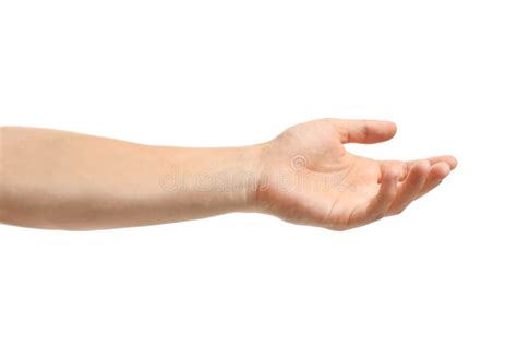 young man held  hand  white background stock image image