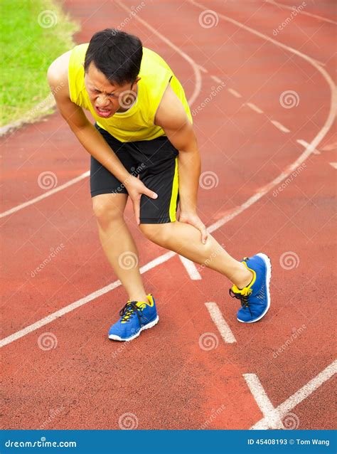 Runner Suffering From Knee Injury And Pain. Meniscus Injury, Dislocated