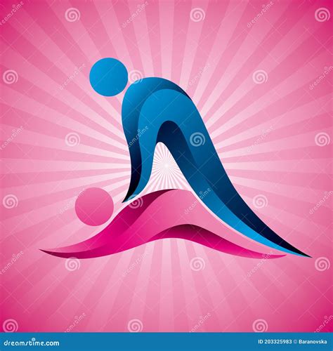 Kama Sutra on Abstract Pink Sunlight Background. Sidekick Sex Pose