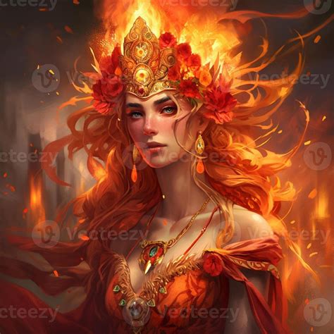 diosa de fuego. fuego elemento mujer. generativo ai, inexistente