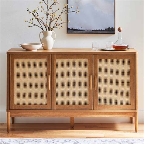Better Homes & Gardens Springwood Caning Sideboard, Light Honey Finish