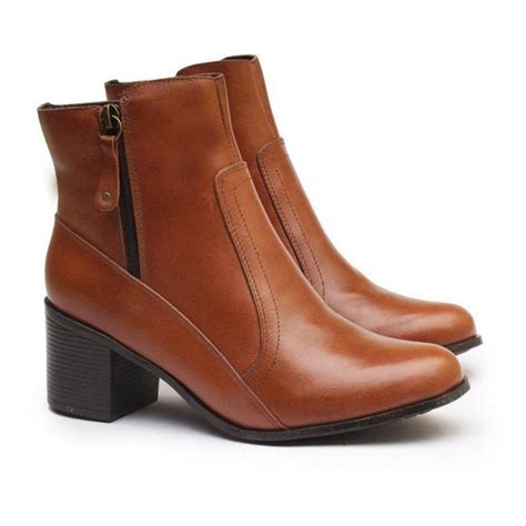 Bota Cano Curto Caramelo Feminina - Bota Feminina Cano Curto Em Couro Legitimo Unisola - Caramelo ...