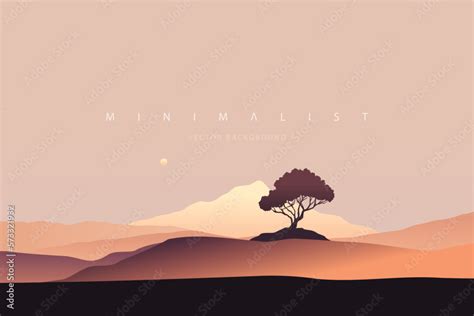 Minimalist landscape aesthetic background wallpaper. Creative modern paint. Abstract nature art ...