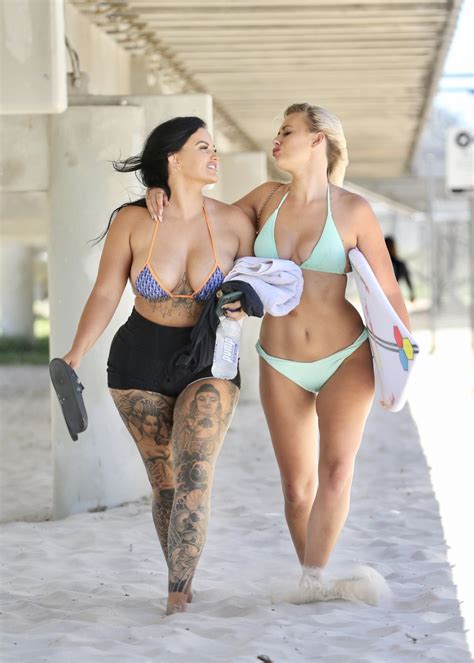 RENEE GRACIE and ELLIE JEAN COFFEY in Bikinis at a Beach on Gold Coast