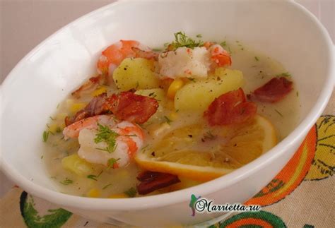 Суп с креветками - вкусный простой рецепт