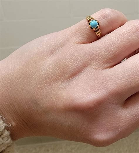 Early Victorian Rose Gold Persian Turquoise Lovely Ri… - Gem