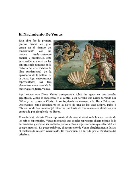 El Nacimiento De Venus - El Nacimiento De Venus Esta obra fue la