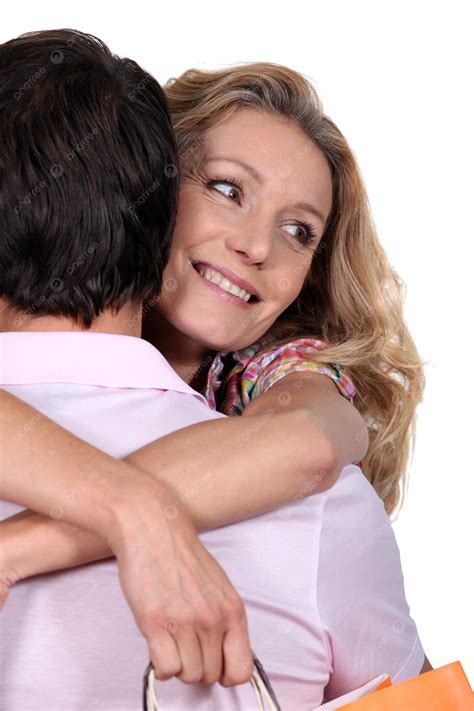 Woman Hugging Her Husband Married Loving Embrace, Male, European, Wife