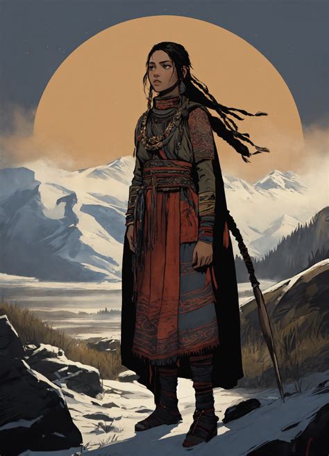 Lexica - Illustration of a young Sámi woman in the style of Bernie