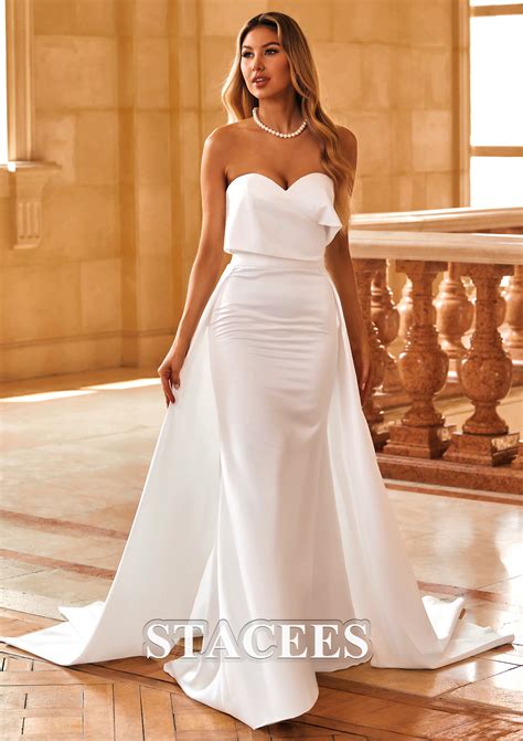 Sheath/Column Sweetheart Detachable/Knock-down Satin Wedding Dress