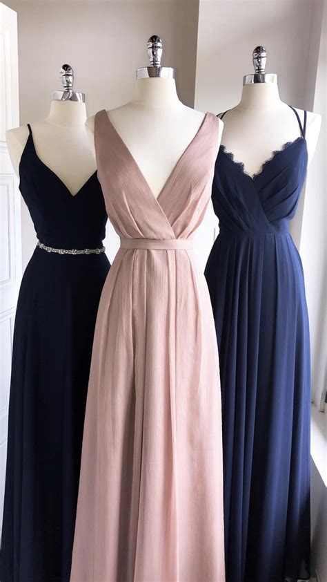Navy and Dusty Rose Bridesmaids Dresses | Purple bridesmaid dresses