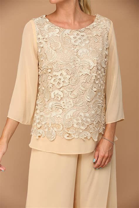 Black Formal 2 Piece Mother of the Bride Lace Pant Suit - Mother of the