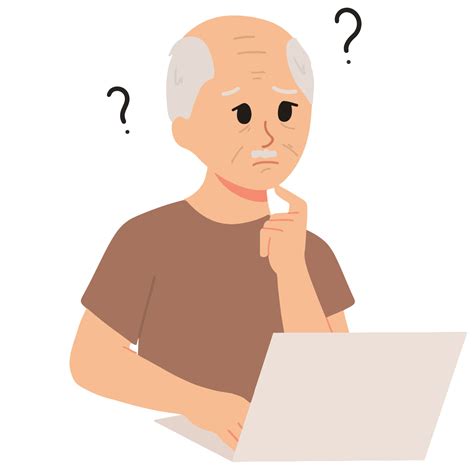 confused elderly using laptop internet gadget illustration 23168999 ...