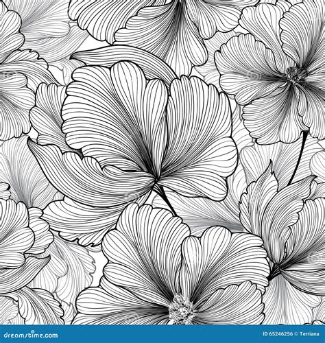 Abstract Floral Seamless Pattern. Geometric Stripe Line Flower Stock ...