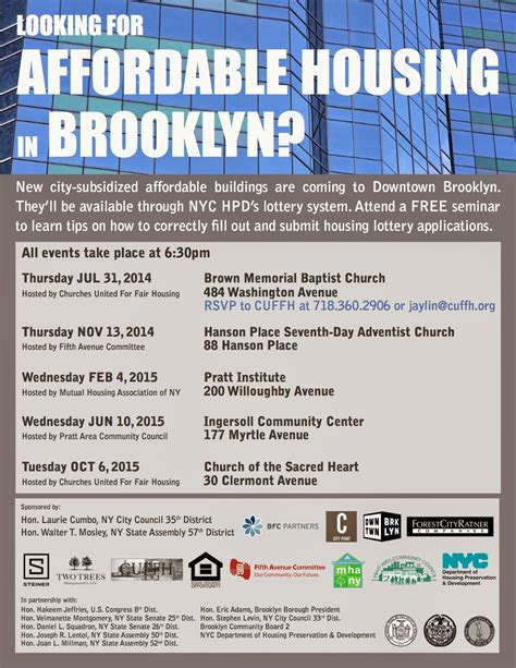 At announcement of affordable housing seminars, celebratory air out of