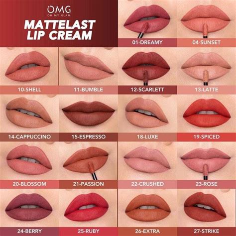 mg   glam matte  lip cream kemasan  warna bibir lipstik