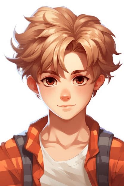 Premium AI Image | an anime boy with brown hair and a backpack