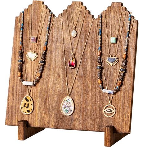 Lolalet Wooden Necklace Display Stands for Selling, Freestanding