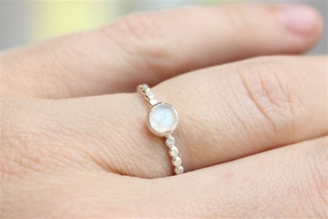 Sterling Silver Moonstone Ring // Silver Rainbow Moonstone | Etsy