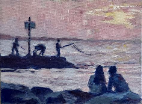 Menemsha Sunset 6x8 O/B (SOLD) - Suzie Pacheco Art