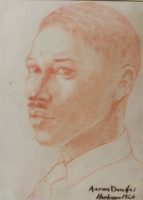 portrait  aaron douglas red pencil sketch