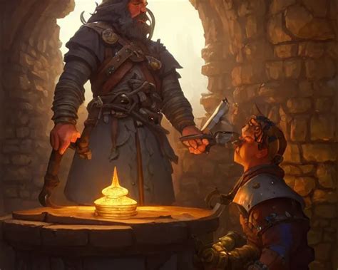 a blacksmith looking at his armory, deep focus, d & d, | Stable Diffusion