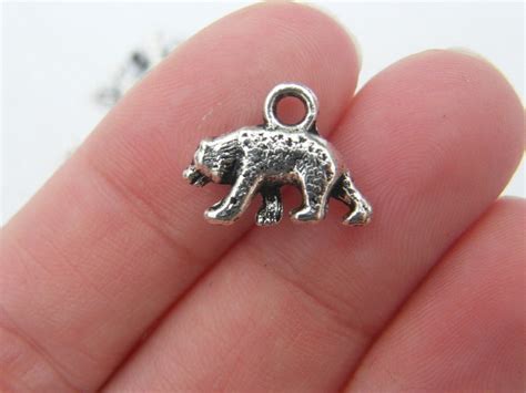 BULK 50 Bear Charms Antique Silver Tone A186 - Etsy
