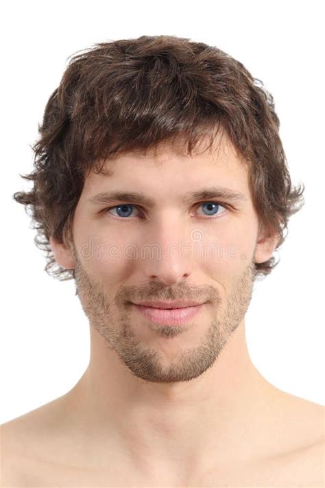 facial close    attractive man face isolated   white