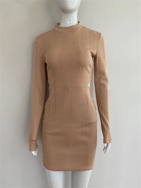 nude fitted dress  carousell