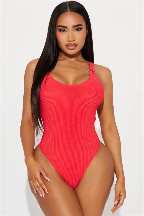 Poolside Chill Textured 1 Piece Swimsuit - Red | Parallel