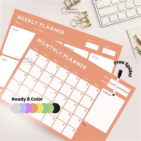 jual weekly planner aesthetic bold makna dimensi wall planner tempel