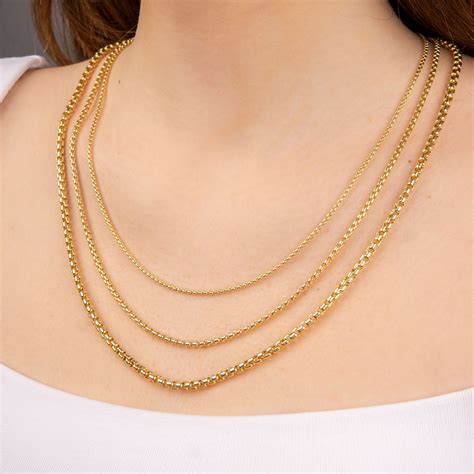 14K Gold Round Box Necklace - Goldmania New York