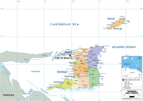 Trinidad Island Map Trinidad Und Tobago Straßenkarte