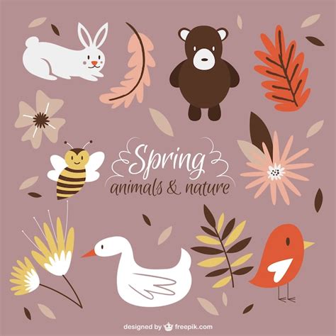 Hand drawn animals and nature Vector | Free Download