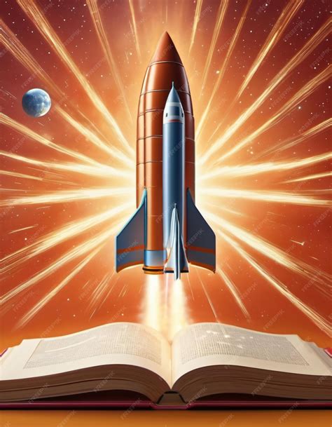 premium ai image  book transforming   rocket ship  blasting