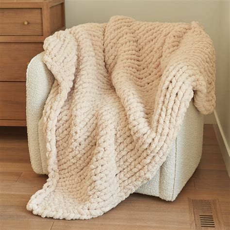 amazoncom birchio beige extra soft chunky knit blanket throw