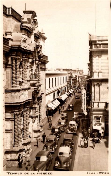 Peru Lima Street Scene Templo De La Merced Old Cars Real Photo | Latin ...