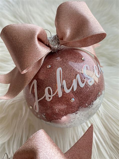 Rose Gold LARGE CHRISTMAS Baubles With RHINESTONES, Personalized