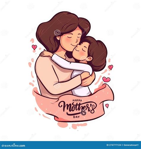 Happy Mother S Day , Endearing Mom-Daughter Hugs - Generative AI Art 库存