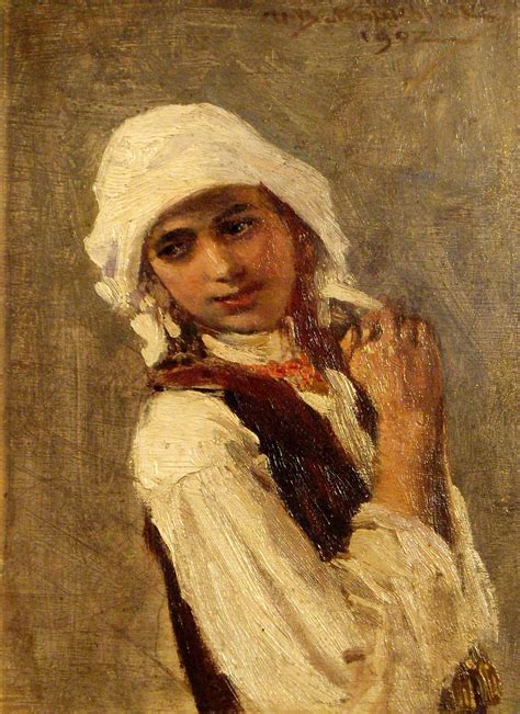 Portrait of a village girl. by Ivan Markvichka. Портрет на селянка ...