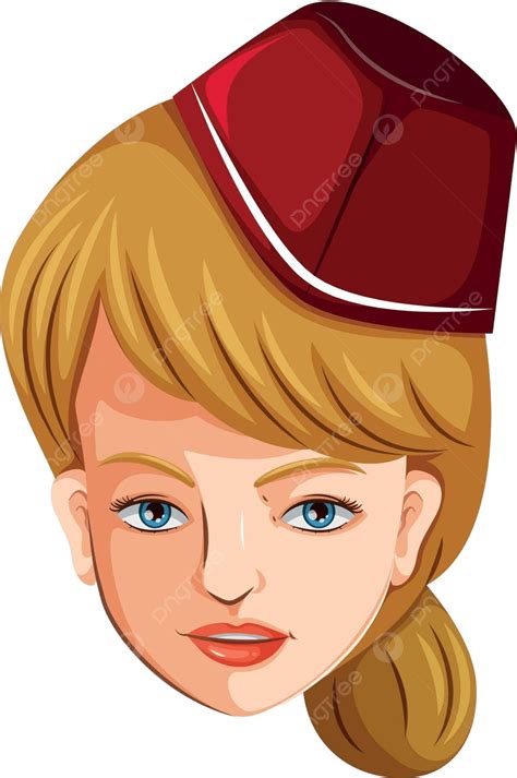 A Head Of A Flight Attendant Stewardess Fair Complexion Crew Vector