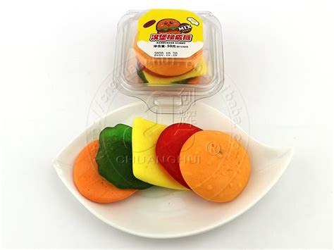 supply halal fruit flavor burger soft candy big hamburger shaped gummy