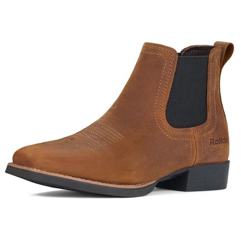 Snapklik.com : Mens Western Boots Leather Cowboy Chelsea Boots Ankle