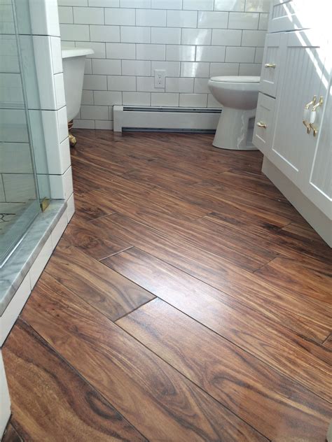 farmhouse bathroom porcelain wood tile on a diagonal | Wood tile ...