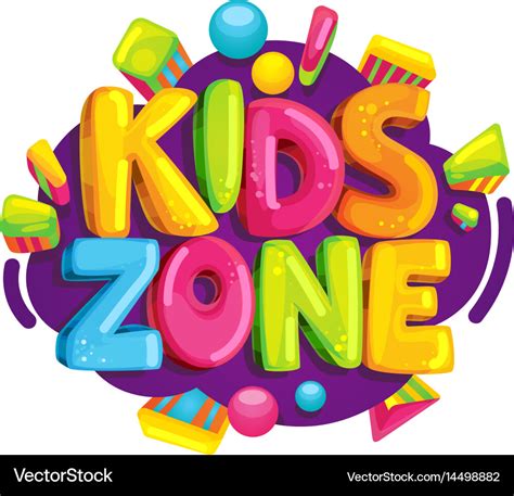 Kids zone cartoon logo Royalty Free Vector Image